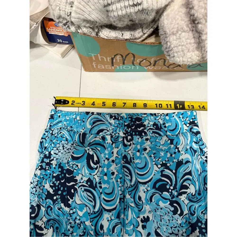 Lilly Pulitzer Rici Stretch Pants Mermazing Blue XS Ankle Resort Preppy Cruise